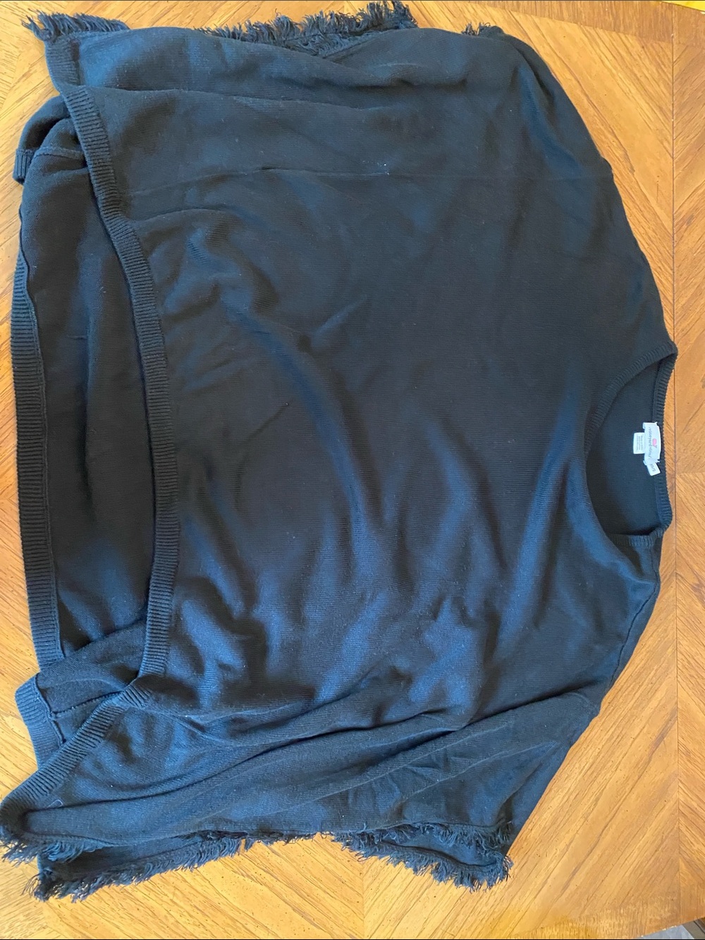 Vineyard Vines Black Fringe Poncho Sweater